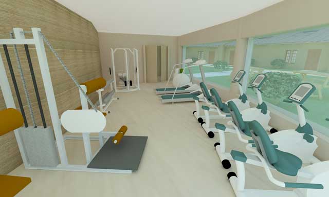 Ecological Tipping Point for an Abundant Future, Brianna Johnson (Interior Designer), also continued evolving the renders for the Straw Bale Village (Pod 2). What you see here is an updated render of the community gym.