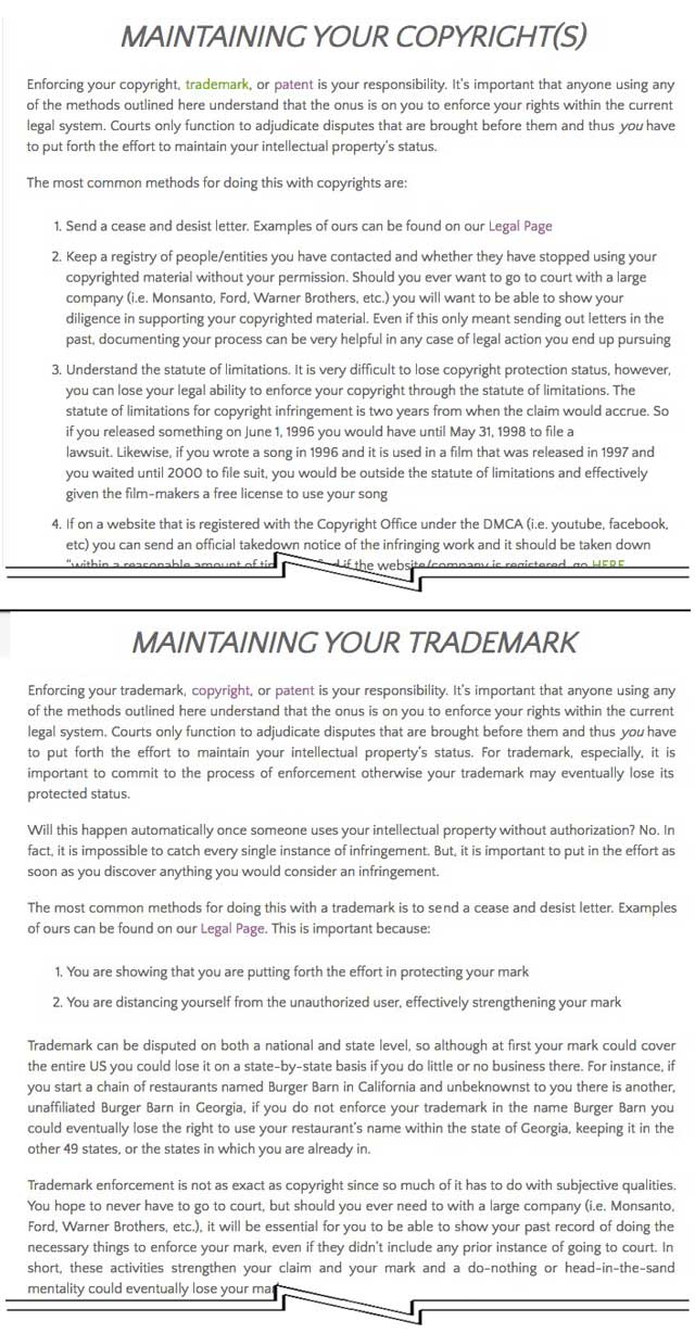 Forwarding the Evolution of Sustainability, With the help of Oz Czerski, Lawyer Specializing in Trademark and Copyright Law, we also added a “how to maintain it” section to both our Open Source and Copyrights page and our Open Source and Trademarks page.
