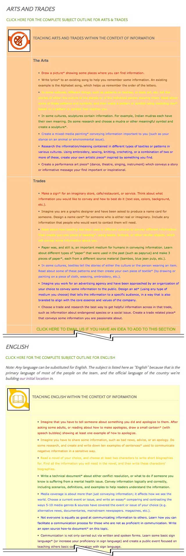 Ecological Tipping Point for an Abundant Future, This last week the core team transferred the first 25% of the written content for the Information Lesson Plan to the website, as you see here. This lesson plan purposed to teach all subjects, to all learning levels, in any learning environment, using the central theme of "Information" is now 25% completed on our website.