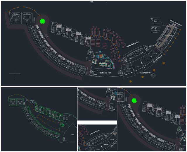 And, Hamilton Mateca (AutoCAD Draftsperson and Designer), continued evolving the Compressed Earth Block Village (Pod 4). You can see his 5th week of work here showing a redesigned central roadway, added ADA units, a redesigned main public restroom area, and test locations for pillars.
