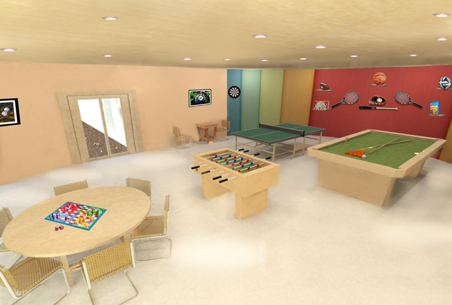 Gameroom Final Render Recycled Materials Village, One Community