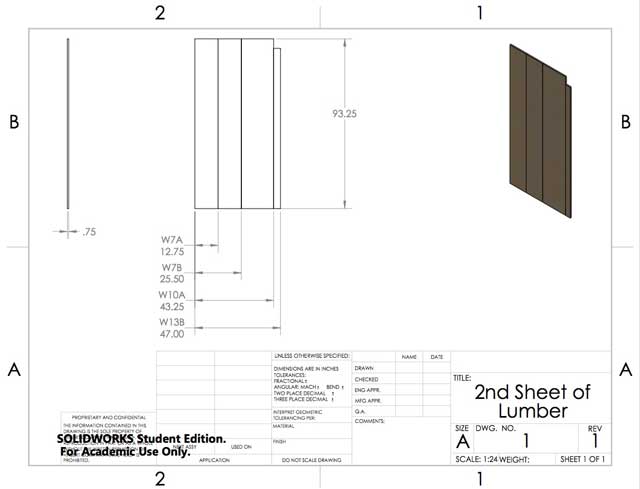 Eco-Living and Design, Sal Rubio (Industrial Designer) also continued working on creating professional do-it-yourself Earthbag Village Murphy Bed furniture assembly instructions. What you see here is week 5 of this process and our first version of instructions for cutting the proper pieces.