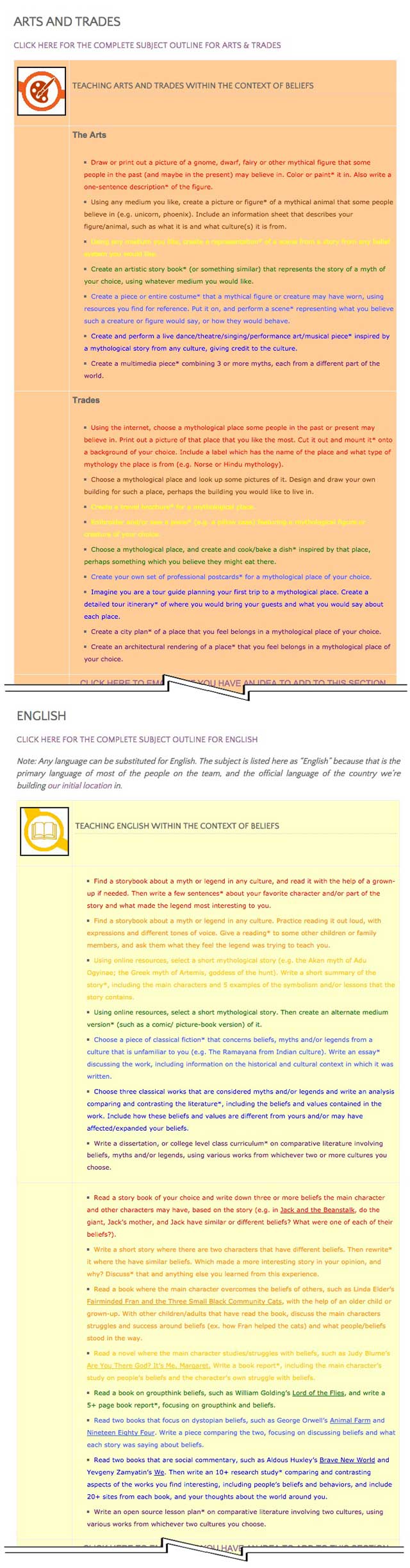 This last week the core team transferred the first 25% of the written content for the Beliefs Lesson Plan to the website, as you see here. This lesson plan purposed to teach all subjects, to all learning levels, in any learning environment, using the central theme of “Beliefs” is now 25% completed on our website.