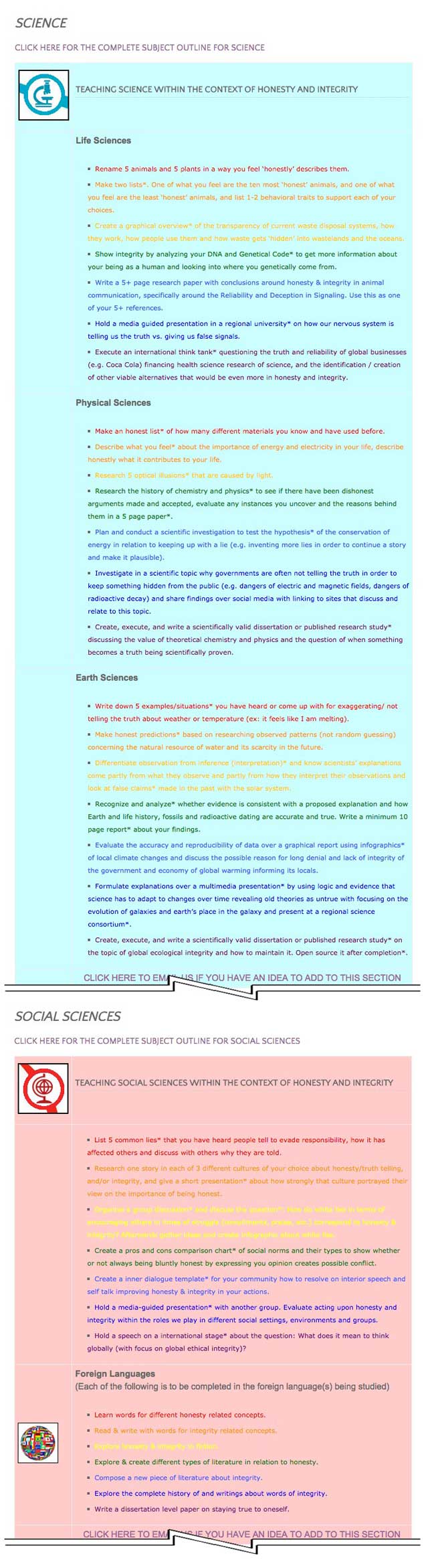 This last week the core team transferred the third 25% of the written content for the Honesty and Integrity Lesson Plan to the website, as you see here. This lesson plan purposed to teach all subjects, to all learning levels, in any learning environment, using the central theme of “Honesty & Integrity” is now 75% completed on our website.
