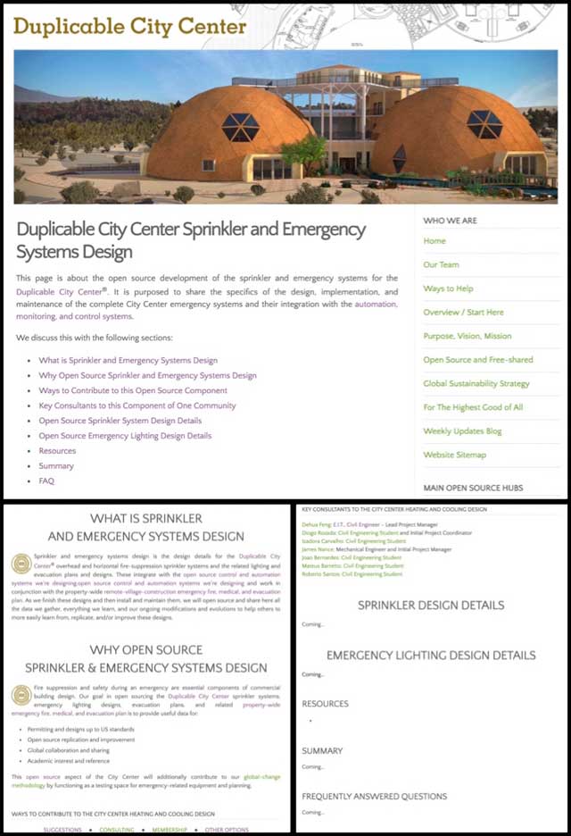Duplicable City Center Sprinkler and Emergency Systems Design, open source hub, Managing Global Transformation, One Community Weekly Progress Update #278