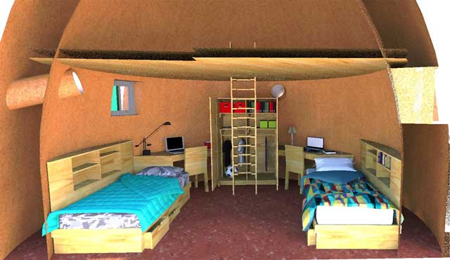 We also started working on the rendering images for one of the children's domes, adding bedding details and items on the tables and shelves.