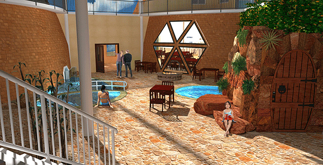 City Center Indoor Outdoor Pool Central View Looking Northwest final render, One Community