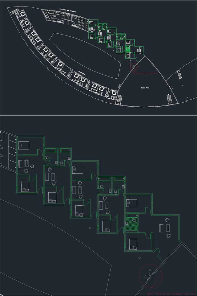 Also, Hamilton Mateca (AutoCAD Draftsperson and Designer) joined the team and begin evolving the Compressed Earth Block Village (Pod 4). You can see his 1st week of work here, showing the addition of family living units on the North side of the structure.