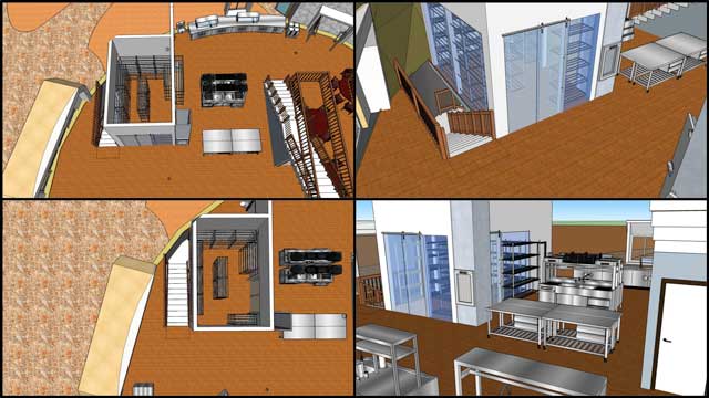This week the core team continued updating the Duplicable City Center Sketchup file according to the latest CAD drawing. What you see here is the updated staircase to the basement cellar and a dumbwaiter lift added near the dry storage area: