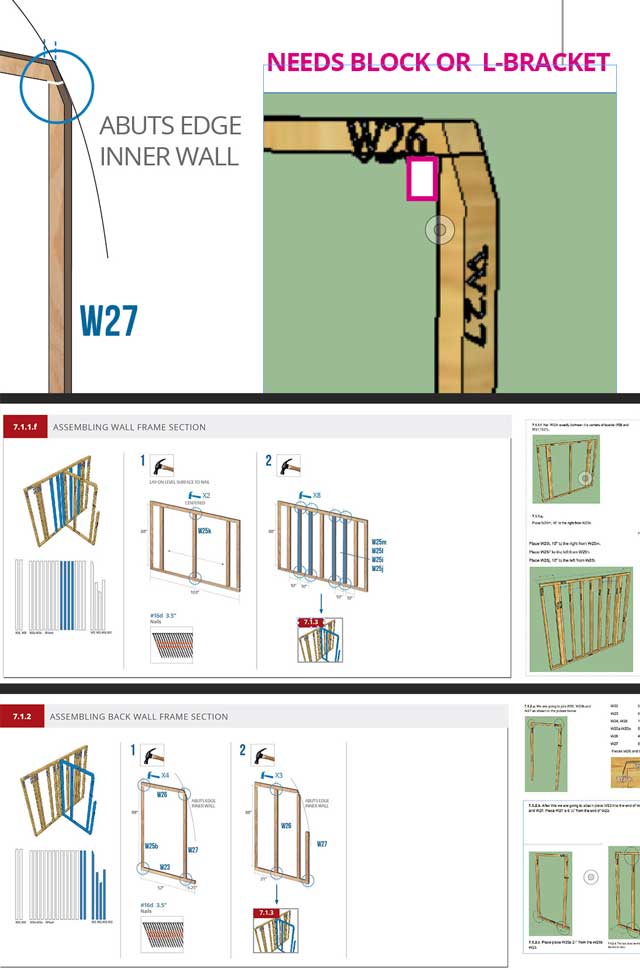 The core team also continued working on the Murphy bed instructions. This week we set up page 7.1.3, revised page 7.1.1, and created page 7.1.1f, and 1.1.2, as shown here.