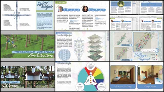 Zachary Melin (Graphic Designer) also continued updating the Tree House Village (Pod 7) book created by last year's intern Team. What you see here is week 12 of this work that continued updating all the page colors to match the new color palette: