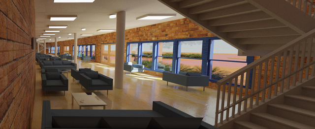 Hamilton Mateca created this final render of the main entryway looking Southeast 