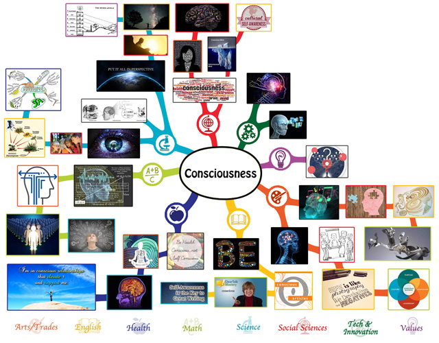 We also completed the third 25% of the mindmap for the Consciousness Lesson Plan, bringing it to 75% complete, which you see here: