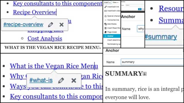 This week, the core team finished updating the anchor links on all of the new food pages; Vegan Rice Recipes & Omnivore Rice Recipes, Vegan Potato Recipes & Omnivore Potato Recipes, Vegan Sweet Potato Recipes & Omnivore Sweet Potato Recipes, and the Vegan Pasta Recipes & Omnivore Pasta Recipes pages, bringing all of the pages to ~60% completion: