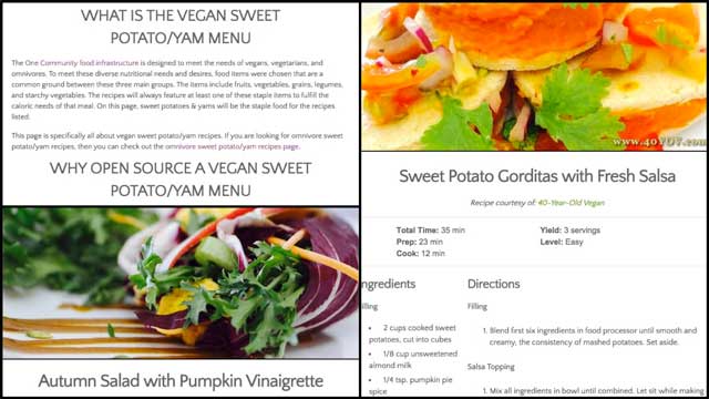 This last week the core team finished reformatting and adding sections to the Vegan Sweet Potato Recipes & Omnivore Sweet Potato Recipes pages, bringing both of the pages to 60% completion. You can see a sample of that work here, on the vegan sweet potato recipe page