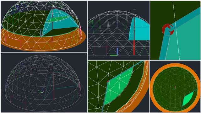 And Renan Dantas (Mechanical Engineer) continued with his 8th week working on the Duplicable City Center AutoCAD updates. This week's focus was 3D updates and design details to match the mezzanine level to the new geometry of the dome, as shown here.