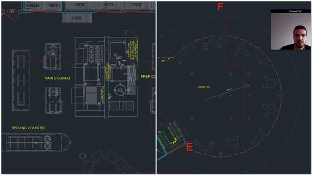 Renan Dantas, Mechanical Engineer continued with his 14th week working on the Duplicable City Center AutoCAD updates. This week's focus was adding furniture details to the sunrise patio and more cleanup and double checking of all the equipment details for the kitchen.