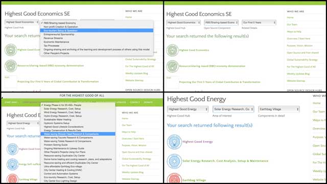 New-World Human Progress, This week the core team working with Ashwin Patil (Web Developer) finished version 2.0 of the Highest Good economics search engine and version 3.0 of the Highest Good energy search engine. You can see some of this work here.