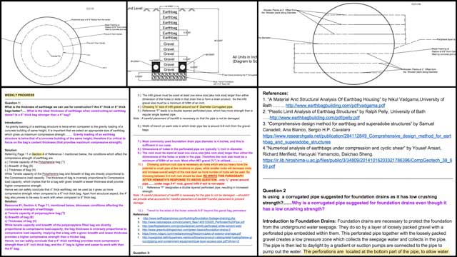 Hemanth Kotaru (Structural Engineering Masters Student) completed his 8th week with us doing research, running calculations, and creating updated AutoCAD drawings for the Earthbag Village specifics. You can see here some of this work along with the behind-the-scenes editing and revisions questions.