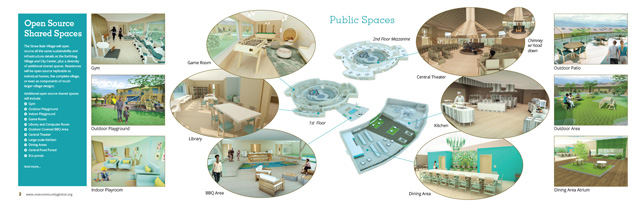 Straw Bale Village public spaces image, Straw Bale Village social spaces overview, Straw Bale Village Summary, Sustainable Community building, eco-living, green living, Highest Good Housing, building with strawbales, sustainable housing, eco-hotel, One Community Global