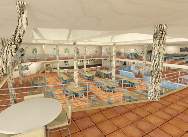 One Community Cob Village Central Dining View from 2nd floor final render blog 270