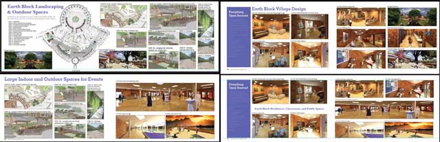 This week the core team working with Michael Hagler (Senior Graphic Designer and Artist) continued working together creating and testing the different layout options shown here for the Compressed Earth Block Village parts of the 7-villages book we’re developing.