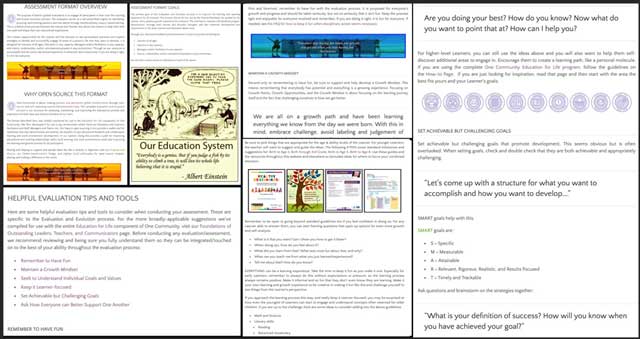 This week, the core team finished the first 50% of review, formatting, editing, and content, resources, and imagery additions to the Learning for Life Assessment Format page. You can see some of this work here.