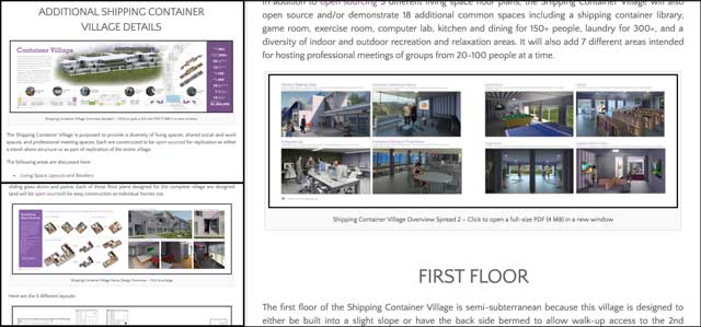 This week the core team updated the Shipping Container Village open source hub with the newly finished overview images shown here.