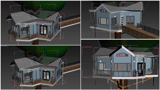 Mihaela “Michelle” Pinzaru (Interior Designer and Architectural Drafter) also completed her 12th week working on the Tree House Village (Pod 7) residential renders. This week she started working on the textures and other design details needed to produce final external renders. 