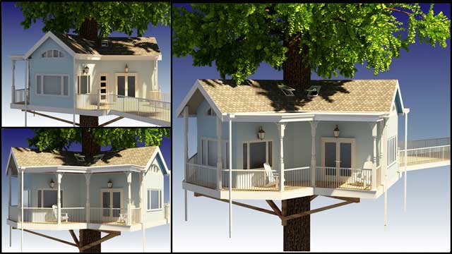  Mihaela “Michelle” Pinzaru (Interior Designer and Architectural Drafter) also completed her 13th week working on the Tree House Village (Pod 7) residential renders. This week she finished the textures and other design details needed to produce these three final external renders.
