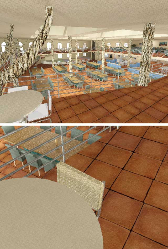 Dean Scholz (Architectural Designer) continued with the Cob Village (Pod 3) render updates. Here is update 112 of Dean’s work. This week Dean continued with his 2nd week working on the textures and lighting for this new "Dining Hall View from the 2nd Floor."
