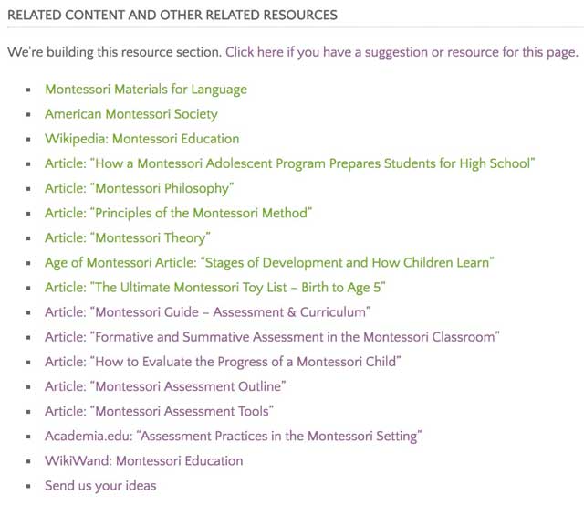 Montessori Resource Page, Global Community Cooperative, One Community Weekly Progress Update #270