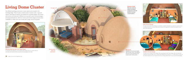 Earthbag Village homes, living in earth domes, earth constructed homes, green living, eco-village, sustainable housing, low-impact housing, best practice housing, One Community