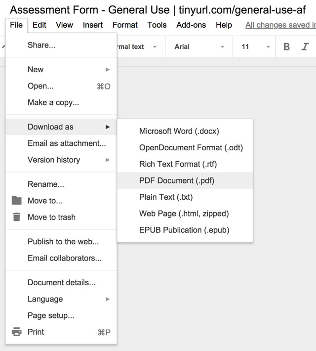 Export to PDF Google Doc Example, Google Doc How-to