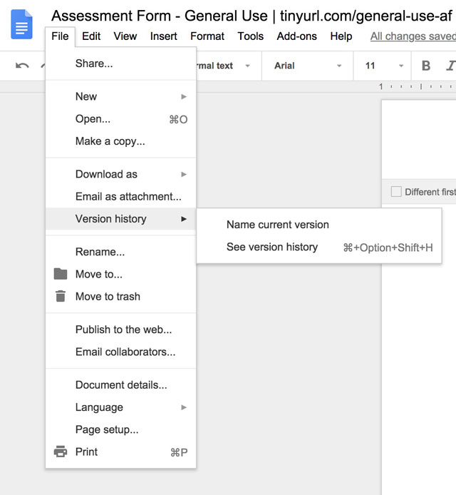 Google Doc Version History Option, Google Docs in Education