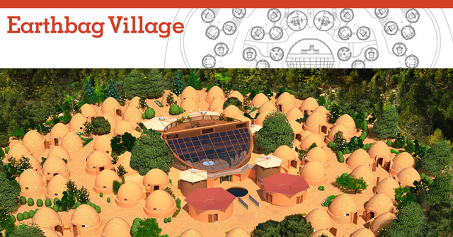 Earthbag Village Overview Image, Pod 1, One Community, earth bag construction, earthbag architecture, building with earthbags, building with earth, earthbag community, earth architecture, green living, earthbag community, earthbag eco-tourism, earth building, earth construction, One Community Pod 1