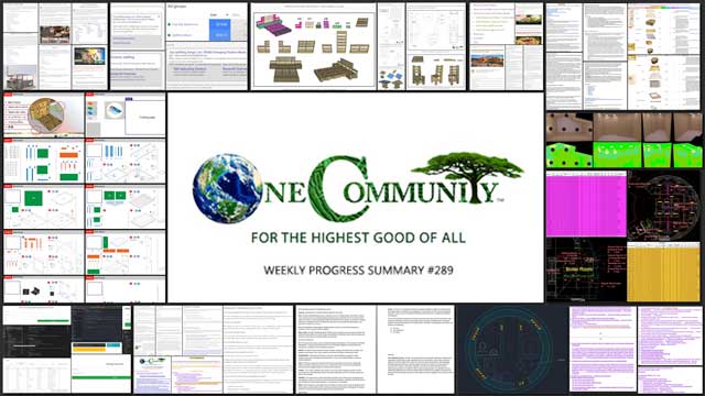 Open Source Sustainable World Building, One Community Weekly Progress Update #289
