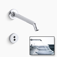Purist K-T11837-CP Eco-Faucet, water-saving faucets, energy-saving faucets, bathroom faucets, bathroom sink, eco-faucets, sustainable faucets, infrared sensor faucets, timer faucets, green faucets, LEED compliant faucets, Highest Good housing, sustainable bathrooms, bathroom spigot, One Community Global