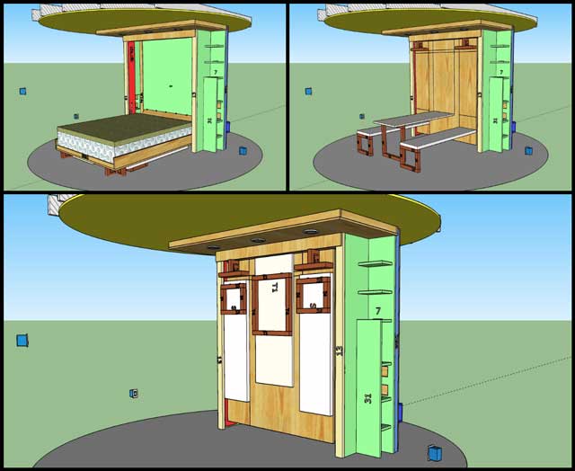 Murphy bed instructions in SketchUp 3D, Earthbag structure, Jump Starting World Change, One Community Weekly Progress Update #343