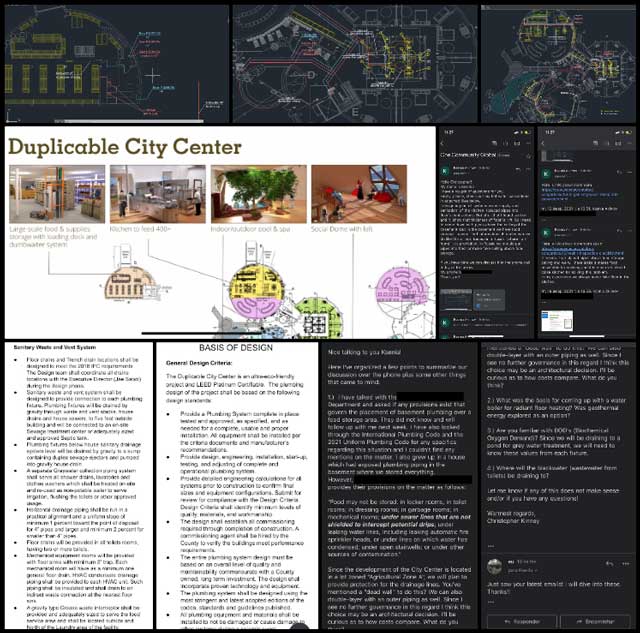 Duplicable City Center plumbing designs, Building a Sustainable Future, One Community Weekly Progress Update #414