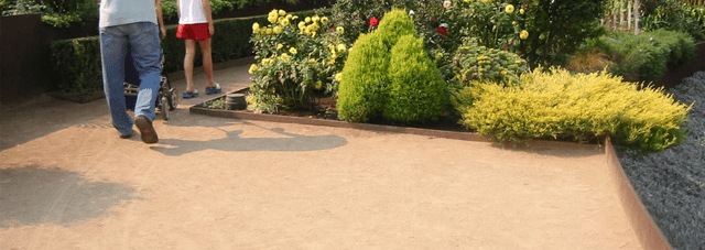 Minor walkways, decomposed granite, highly permeable, easy to install, long lifespan, low maintenance