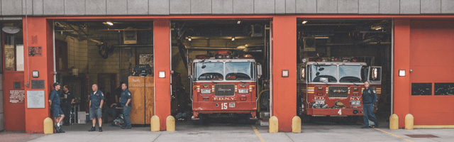 Fire station, fire trucks, firemen, fire department access requirements, fire code in fire departments