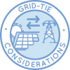 Grid-tie considerations, grid tie icon, off-grid energy, sustainable energy, green energy, eco-energy, Highest Good energy, renewable energy
