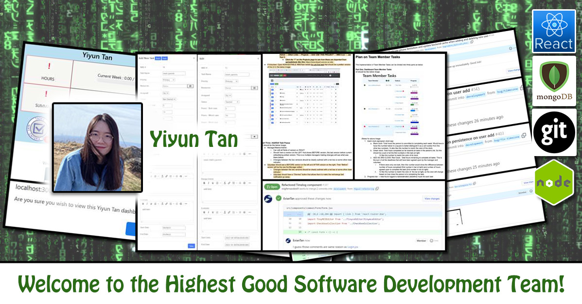 Yiyun Tan, software engineering, Highest Good Network, HGN App, debugging, One Community Volunteer, Highest Good collaboration, people making a difference, One Community Global, helping create global change, difference makers
