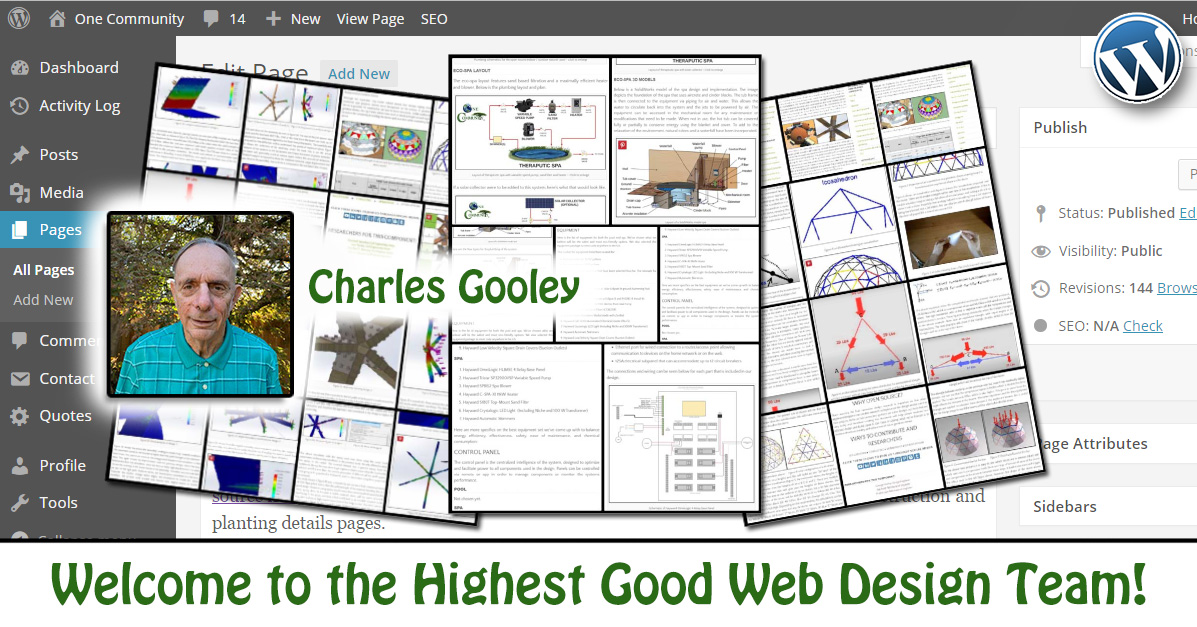 Charles Gooley, WordPress Design, Web Design, Web Designer, Webpage Creation, One Community Volunteer, Highest Good collaboration, people making a difference, One Community Global, helping create global change, difference makers