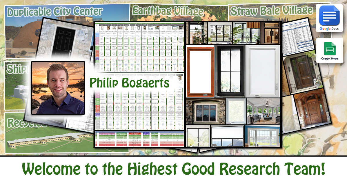 Philip Bogaerts, Window Research, Door Research, sustainable hardware, eco-living, sustainable construction, One Community Volunteer, Highest Good collaboration, people making a difference, One Community Global, helping create global change, difference makers