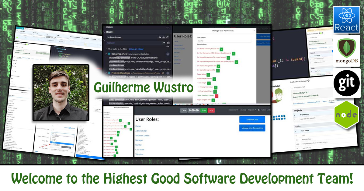Guilherme Wustro, software engineering, Highest Good Network, HGN App, debugging, One Community Volunteer, Highest Good collaboration, people making a difference, One Community Global, helping create global change, difference makers