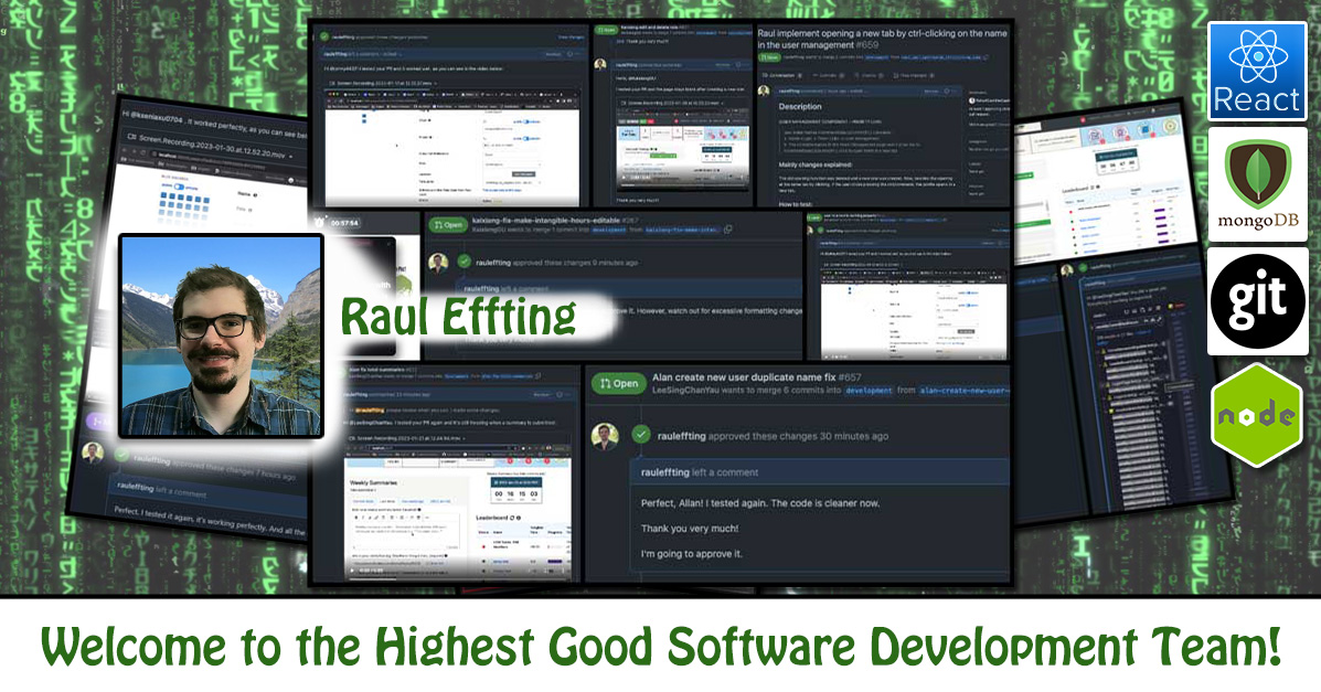 Raul Effting, software engineering, Highest Good Network, HGN App, debugging, One Community Volunteer, Highest Good collaboration, people making a difference, One Community Global, helping create global change, difference makers