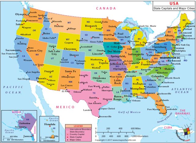 Figure 21, USA Maps,states, major cities, location of Alaska