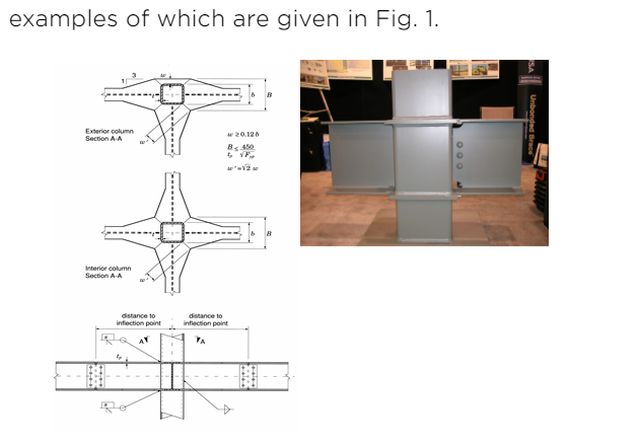 Figure 62, Exterior column section, interior, column section, diaphragm connection to RHS column, distance to inflection point